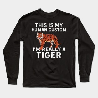 Funny Tiger Design For Kids Boys Girls Tiger Love Halloween Long Sleeve T-Shirt